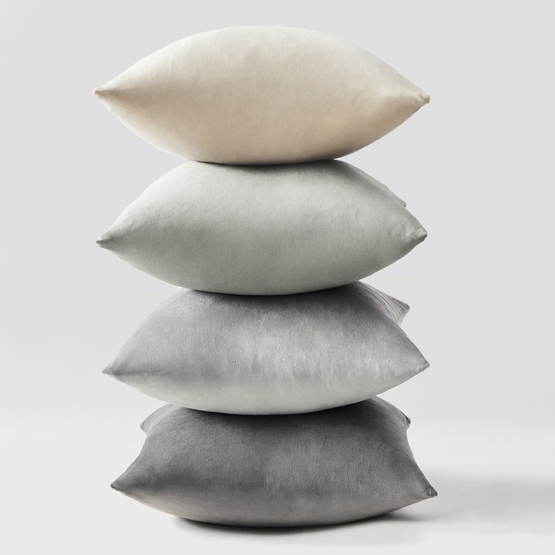 Velvet Throw Pillow Covers,Contrasting colors Pillows Decorative Set of 4, Square 16", Gray