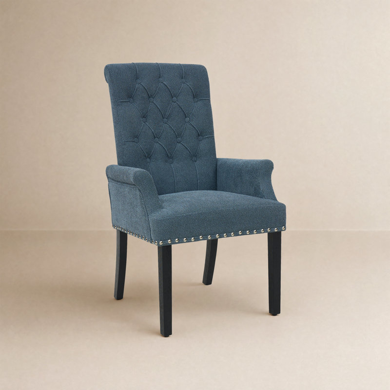 Fauteuil Amdad, Bleu très foncé, Noir, Lin