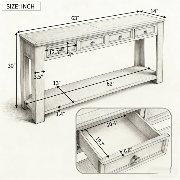 Highland Dunes Hallway Console Table With Storage Drawers – Sofa Table ...