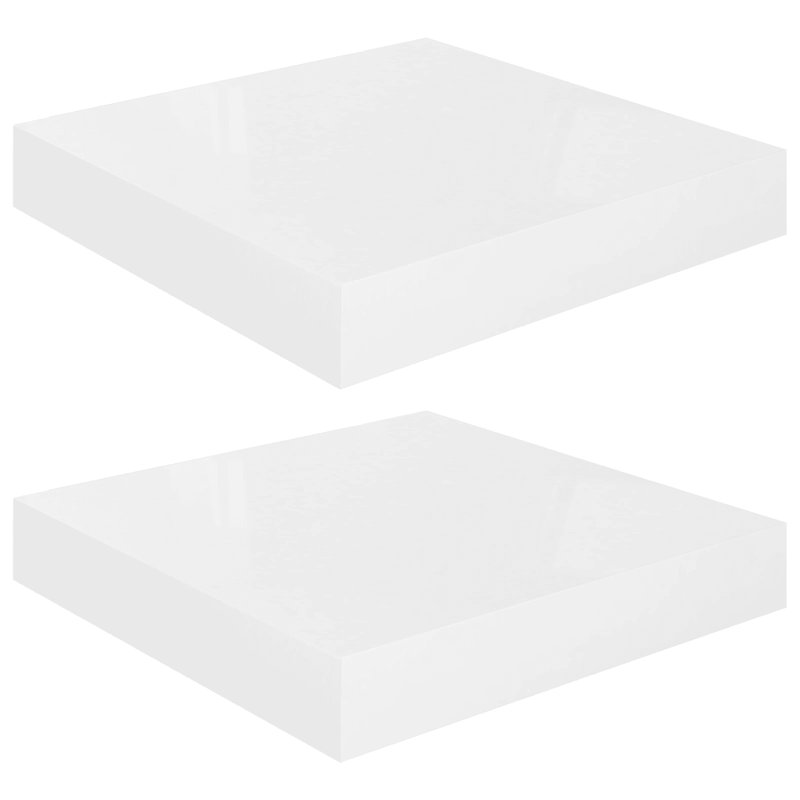Arson 2 Piece Floating Shelf, 3.8cm H x 23.5cm W x 23cm D, High Gloss White