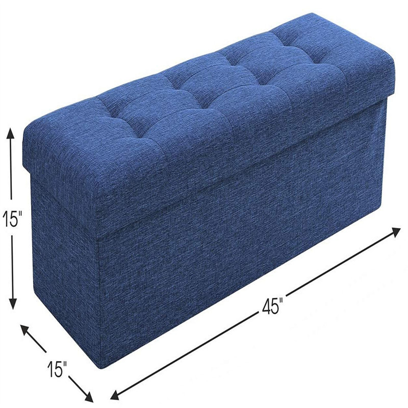 Grand repose-pieds pliable en lin capitonné Home / Repose-pieds 15 po x 45 po x 15 po