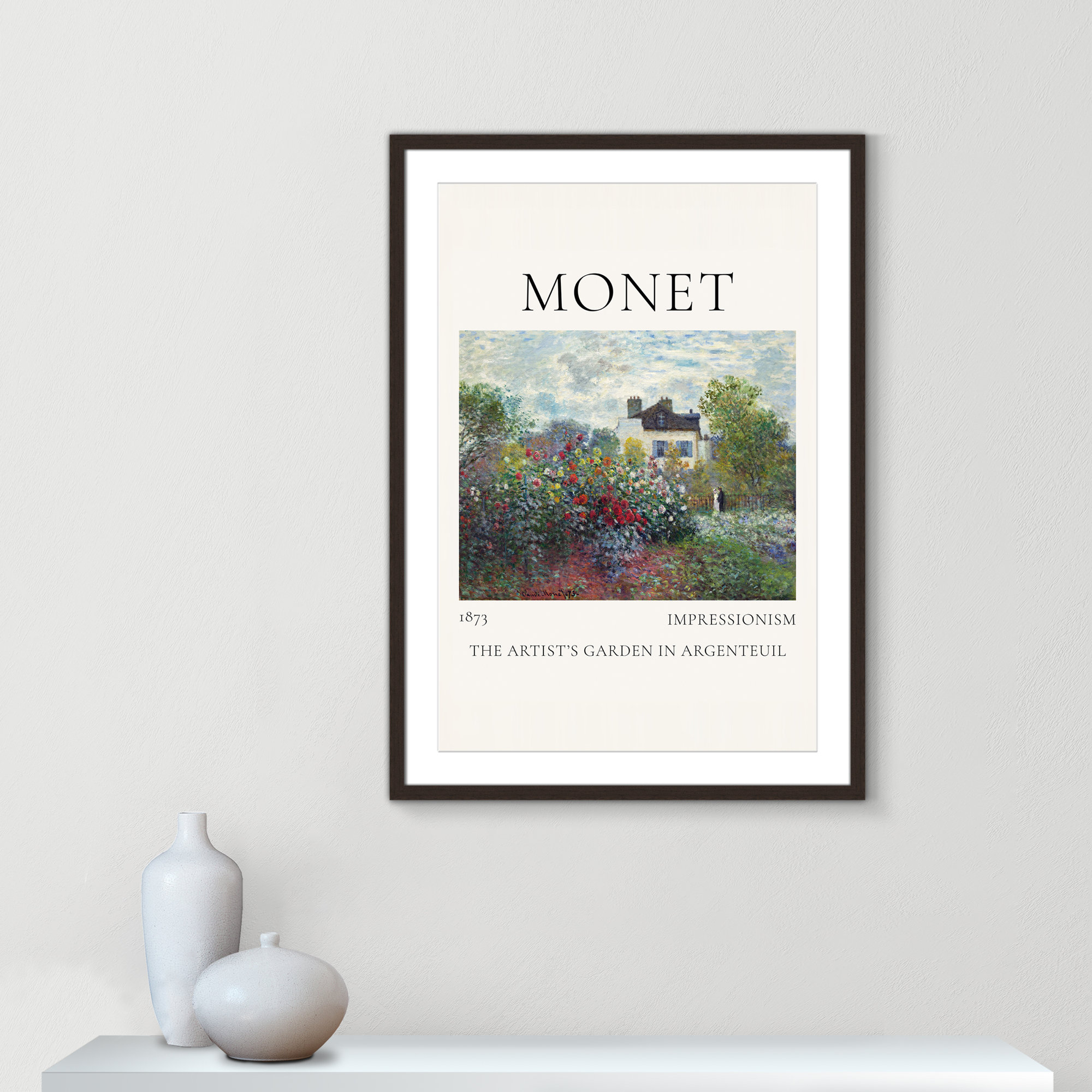 Artists Garden in Argenteuil Print by Claude Monet, Yes, 35.5" H x 25.5" W x 1.25" D, Walnut Single Picture Frame