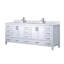 84 po Meuble-lavabo double blanc avec comptoir en marbre, robinet inclus et grand volume de rangement - comptoir de bain à mécanisme de fermeture en douceur et deux armoires intérieures pour quatorze tiroirs-766202335