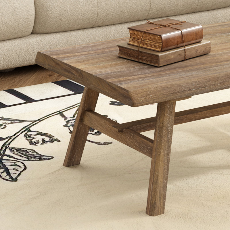43.3''W Solid Wood Coffee Table Mortise and Tenon Design