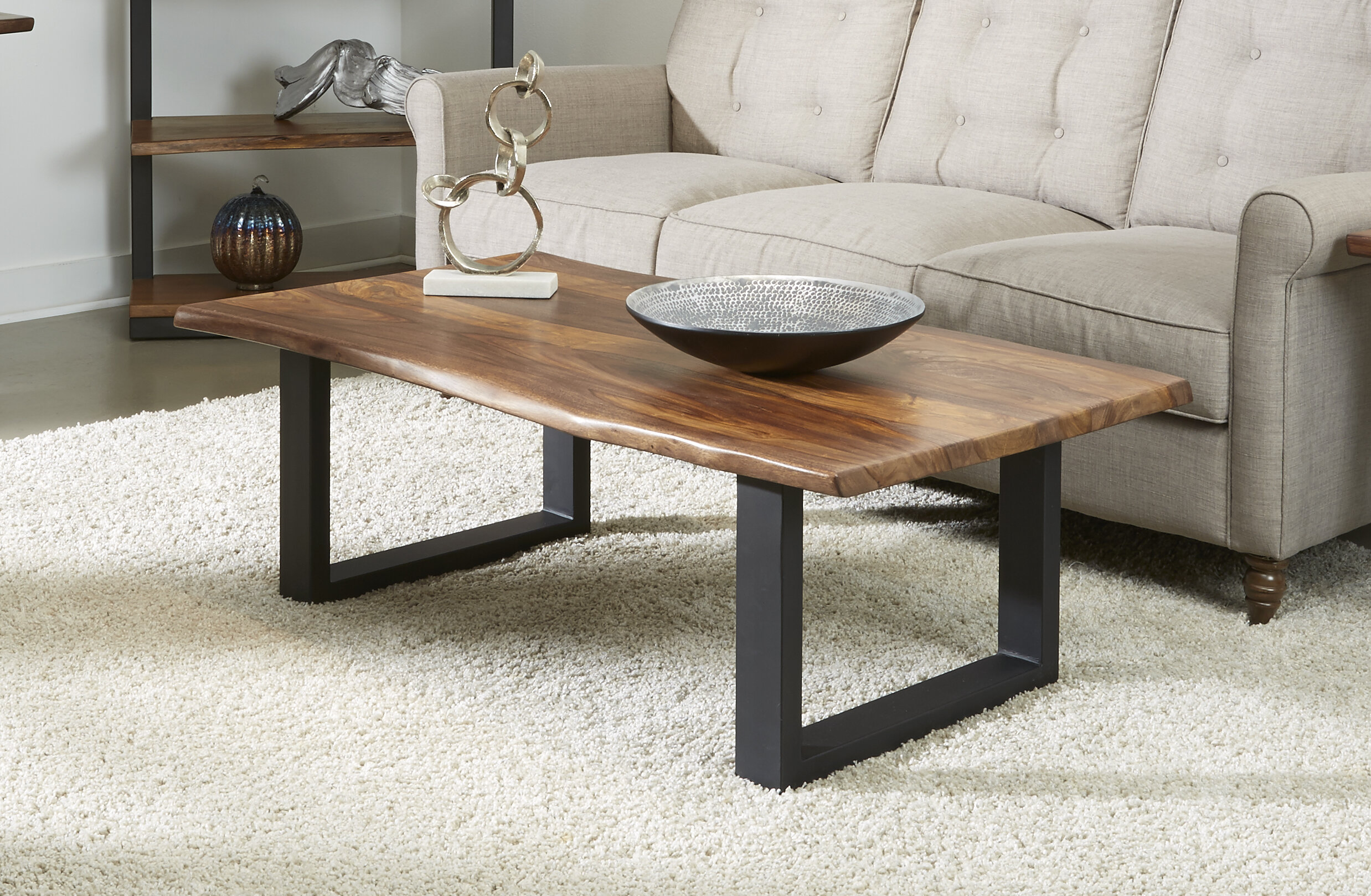 Coffee Table Tropical Hardwood, Live Edge Coffee Table, Wood Coffee Table,  Walnut Coffee Table, Modern Coffee Table With U Shaped Legs 