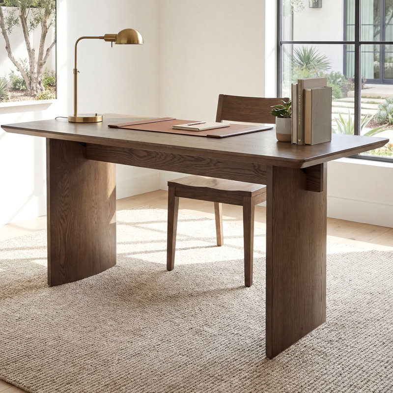 Modern Writing Desk, Computer Table, Vanity Desk for Home & Office, Brown