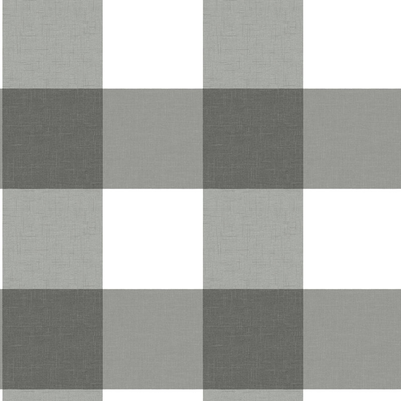 Rouleau de papier peint texturé L 33 pi x l 20,5 po Bannruod Gingham, Noir, L 33 po x l 20,5 po
