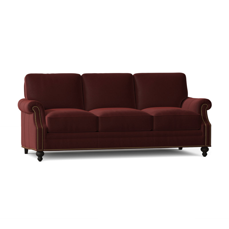 West Sofa, Aline Fumo Genuine Leather, Cobblestone, French Natural