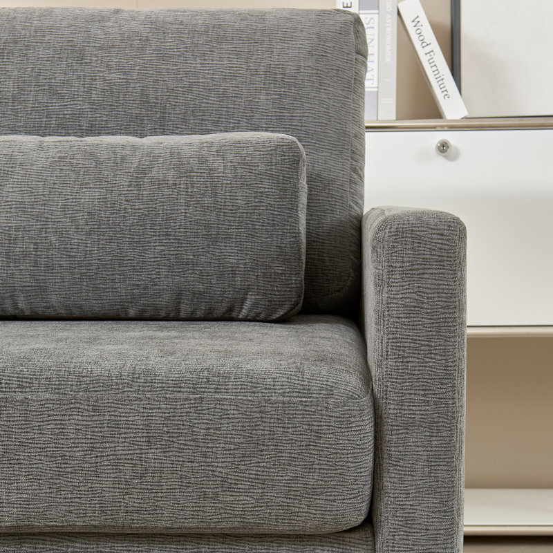 Fauteuil en chenille moderne avec structure en bois massif - Coussin épais et siège idéal pour diverses pièces La base élégante assure une détente relaxante