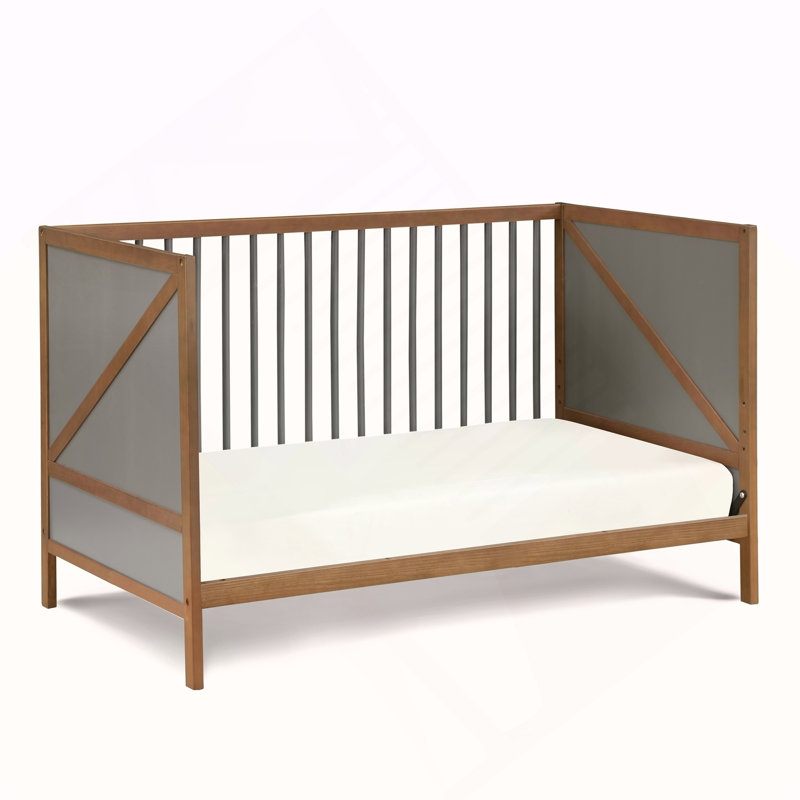 Pixie Zen 3-in-1 Crib in Walnut/Charcoal, Walnut Brown