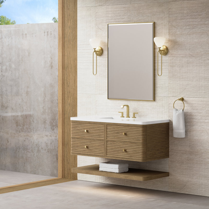 Allamari 48" W Single Vanity, White Zeus Silestone, 8" Widespread, Dune Mist
