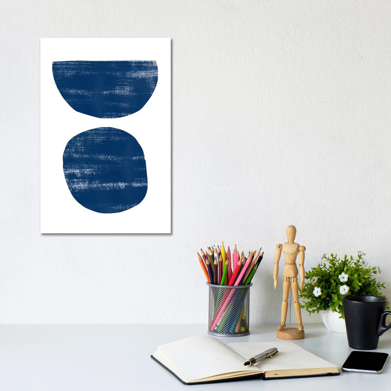 Abstraction I Navy Blue by Nouveau Prints - Wrapped Canvas Gallery-Wrapped Canvas Giclée, 20.32 cm H x 30.48 cm W