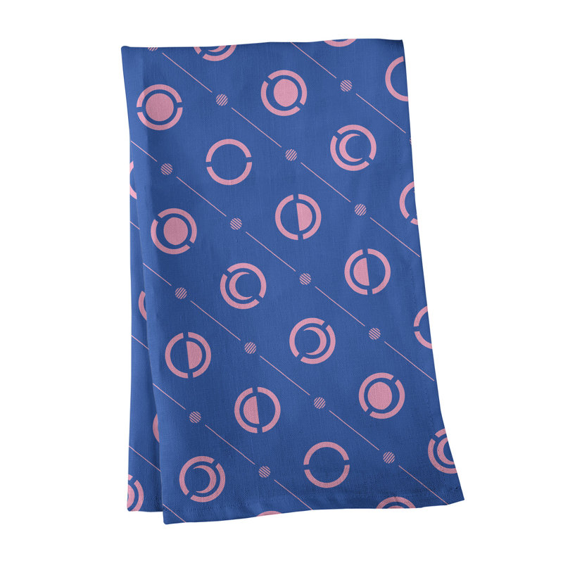 Torchon Moon phases, Lapis / corail, Croisé en coton