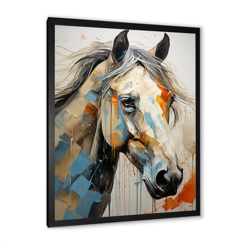 Portrait de cheval grâce II, H 20 po x l 12 po x P 1 po, Cadre photo noir