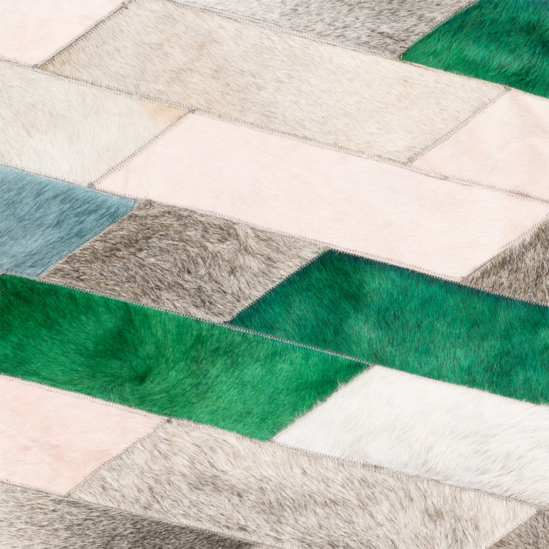 Astila Cowhide Geometric Area Rug, Rectangle 6'7" x 9'8"