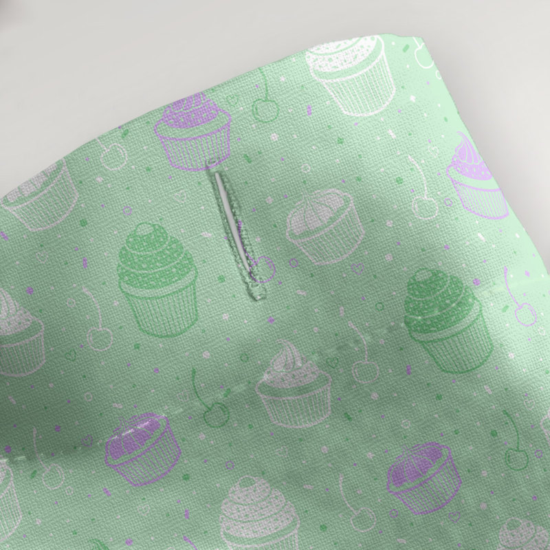 Rideau simple à Sower classique cupcake, Vert / Mauve