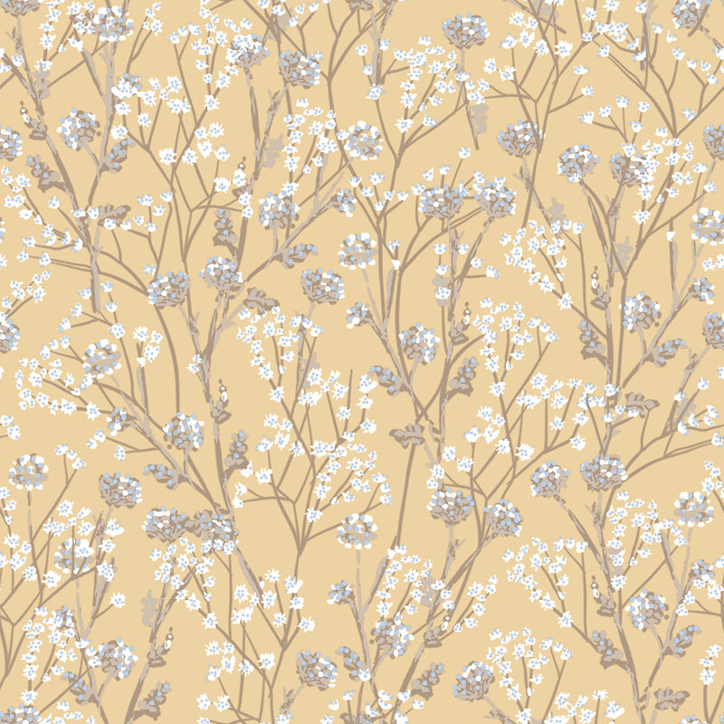 Papier peint jaune Blossom Branches, Jaune