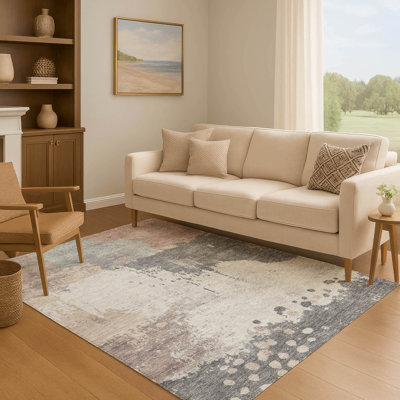 Premium Machine Washable Pinkston Abstract Rug