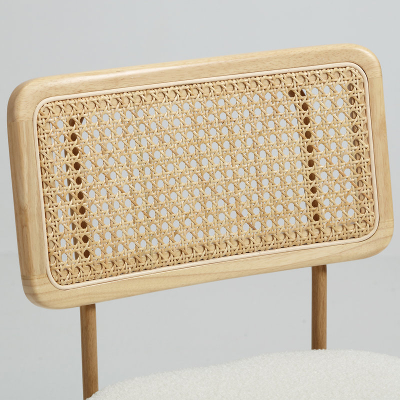 Uniondale Swivel Upholstered 26.2'' Counter Stool with Rattan Cane Back and Solid Wood Frame