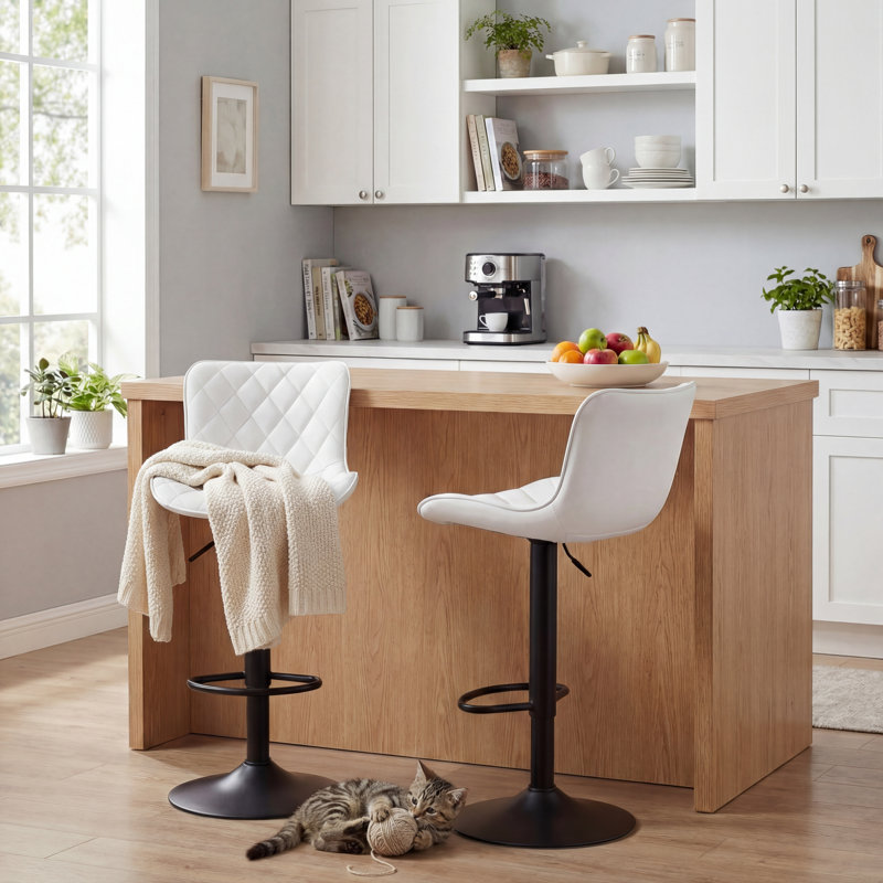 Tabouret de bar Denan, Blanc, 2