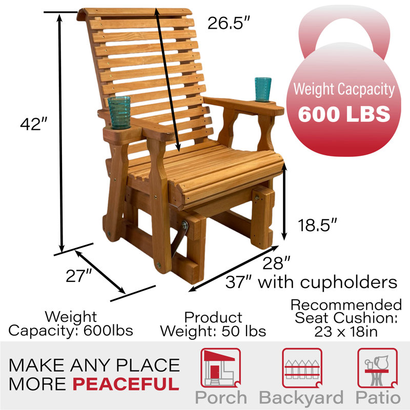 Fauteuil oscillant traité Amish Casual 600 lb, Cèdre