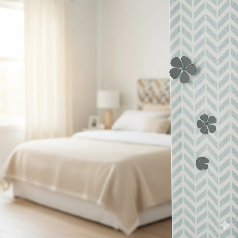 Embrasse de rideau floral 0,1 po, gris