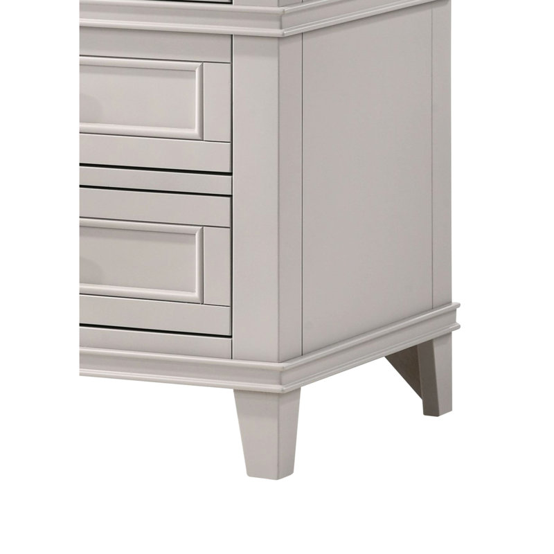 Fitted 3 Drawer Nightstand - Gray Solid Wood With Augmentation &