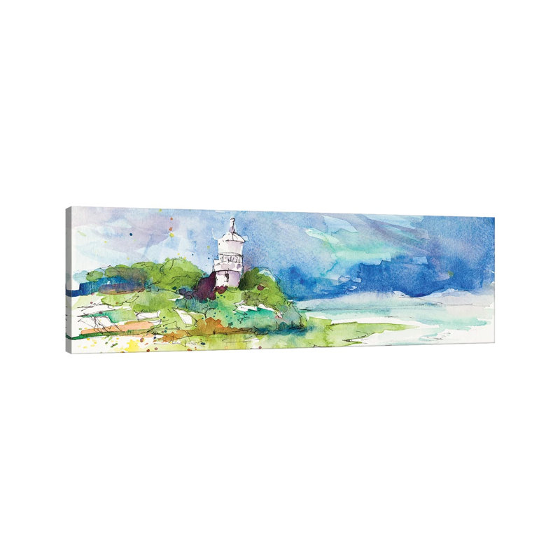 Lighthouse on Coastline 1 Piece Wrapped Canvas Panoramic Wall Art, 152.4 cm H x 50.8 cm W x 3.175 cm D