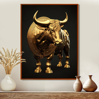 Bullish Momentum Bitcoin Bull - Bull Animal Wall Art Print