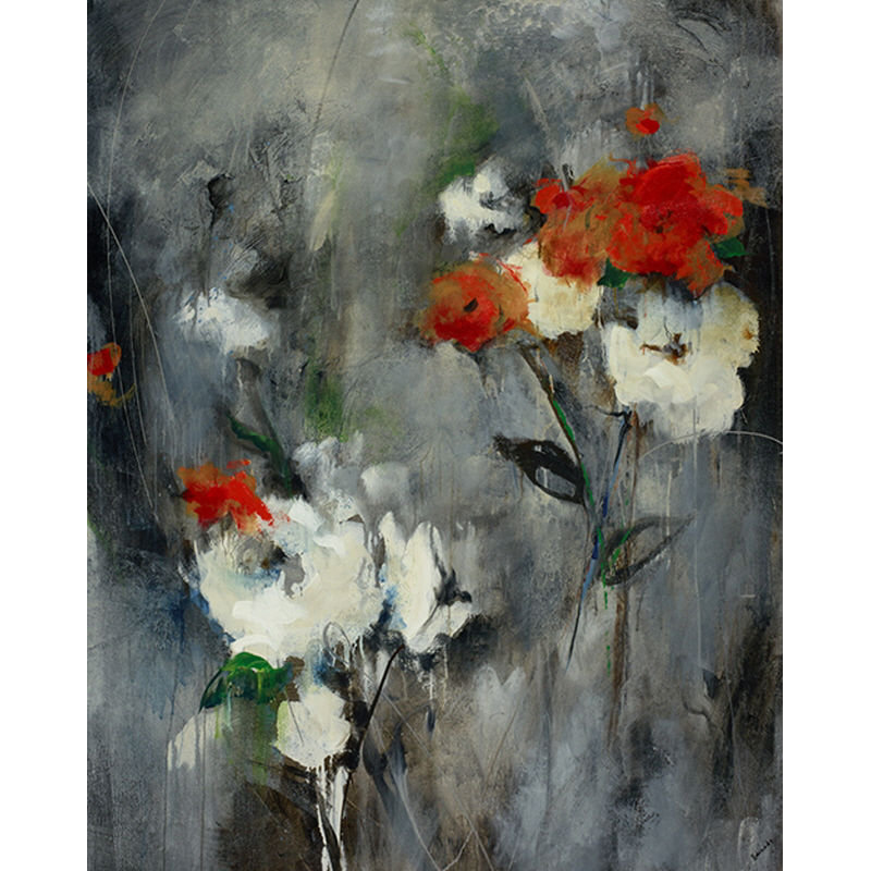 Gray Garden Painting, Knife Gel, 68" H x 54" W