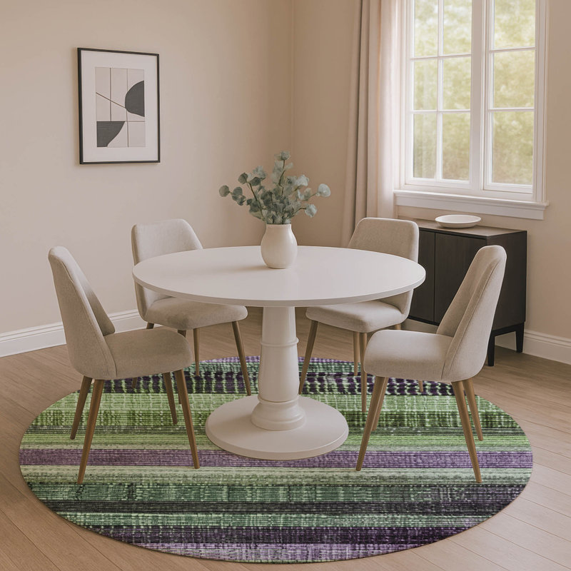 Premium Machine Washable Crestover AMF1873 Stripes Rug, Round 8'