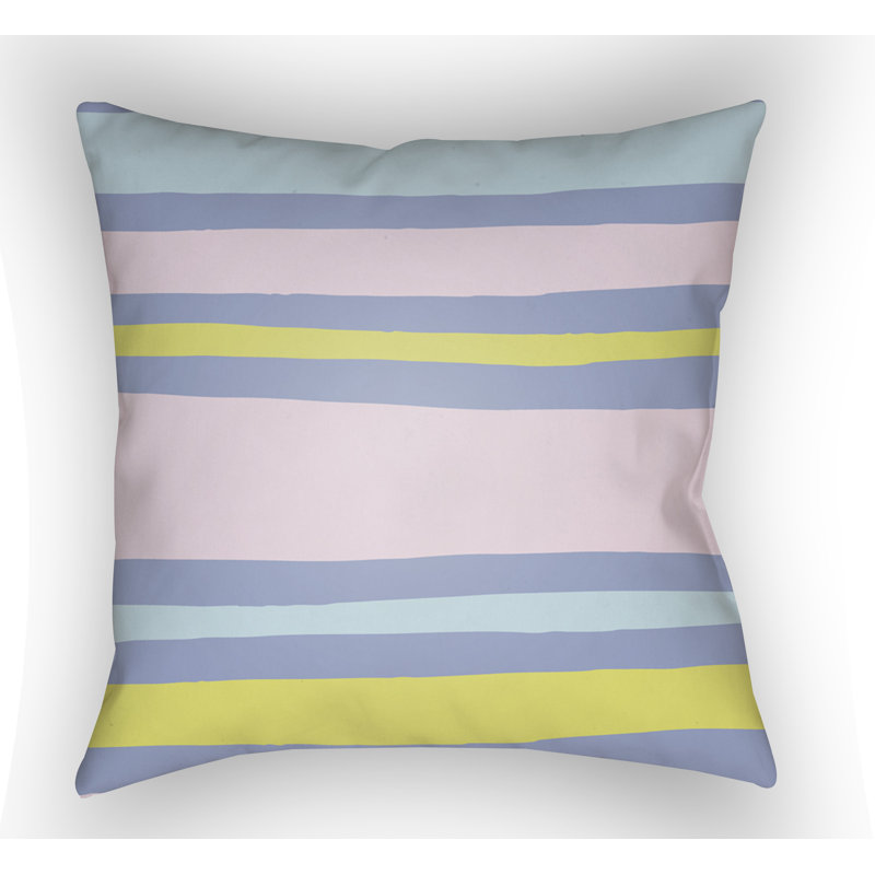 Littles Striped Throw Pillow, 18" H x 18" W x 4" D, Pink/Yellow