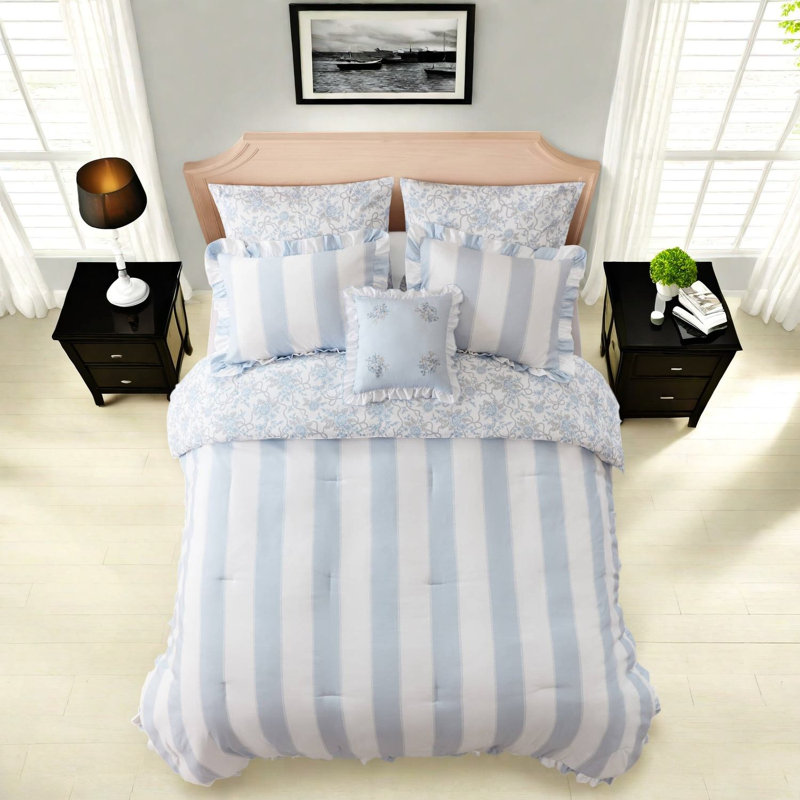 Striped and Toile Comforter Set