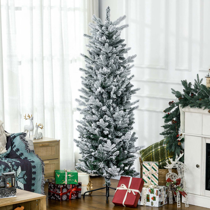 Arbre de Noël artificiel enneigé 6 pi avec base en acier