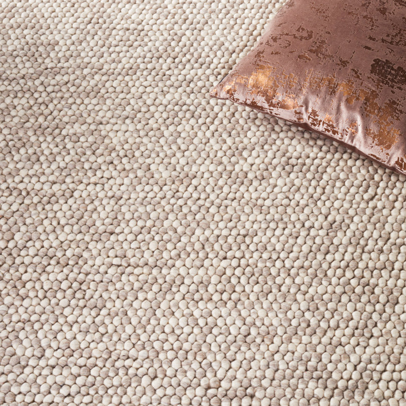 Elle Handmade Beige Rug, Oval 3' x 5'