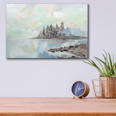  «Foggy Lake» par Silvia Vassileva, art mural en verre acrylique, 16 po x 12 po