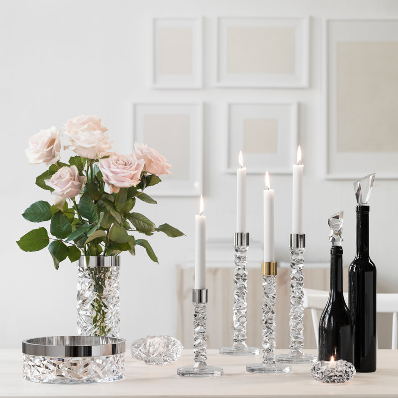 Carat Crystal Tabletop Candlestick, Medium, Bronze/Silver