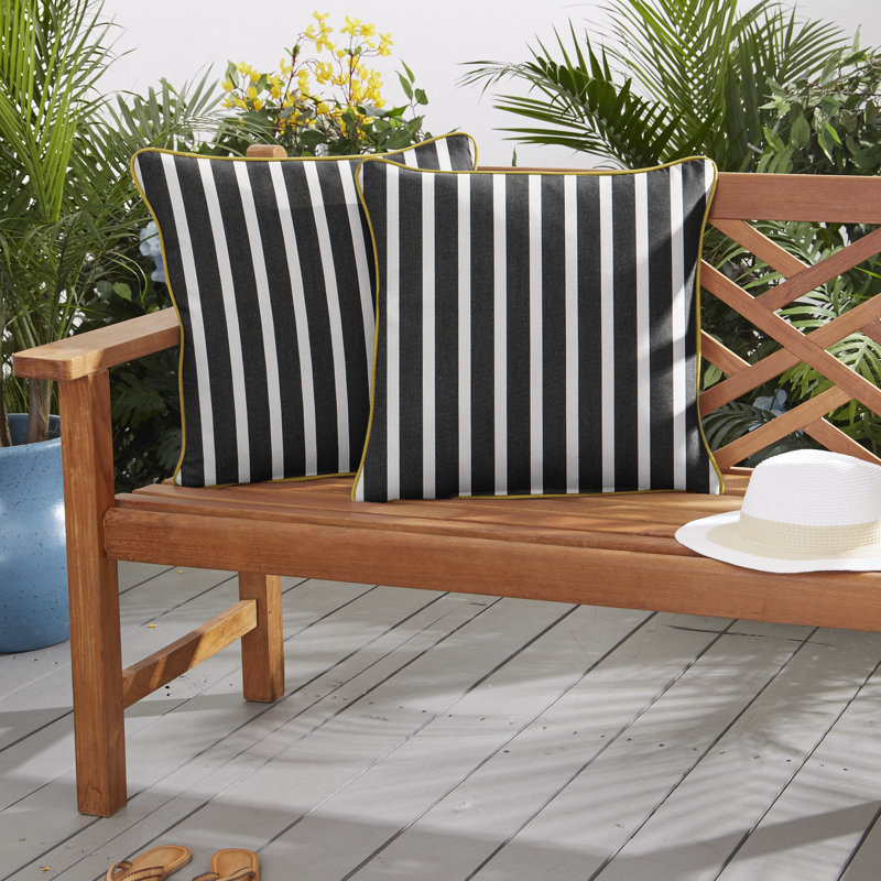Striped Sunbrella® Outdoor Reversible Throw Pillow, 24" x 24", Orange/Blue