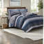 Ensemble de literie 8 pièces luxueux en microfibre et coton doux, motif aquarelle bleu marine pour une vie confortable