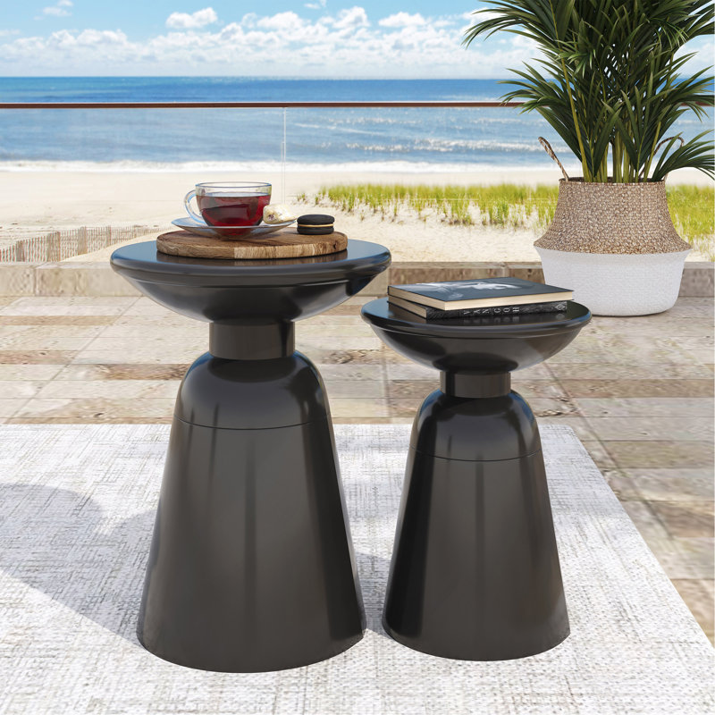 Ensemble de 2 tables d'appoint en fer Serenita, Noir