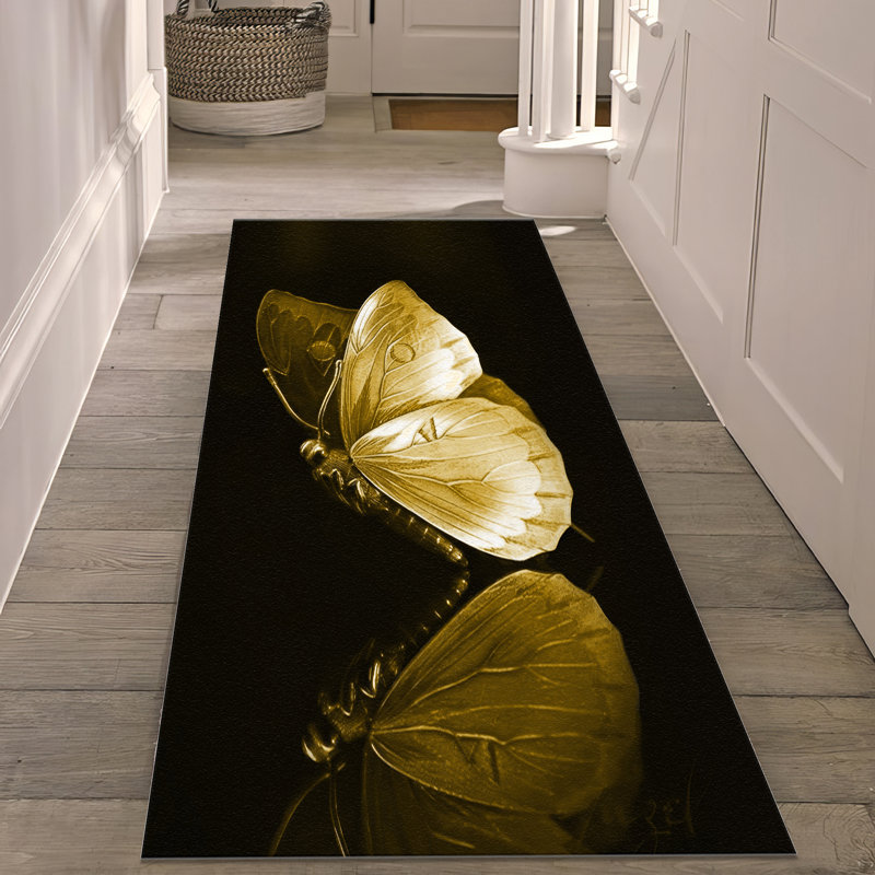 Chic Non-Woven Thin Type Printed Rug Featuring an Elegant Floral Design for a Stylish Home Interior Decor Update