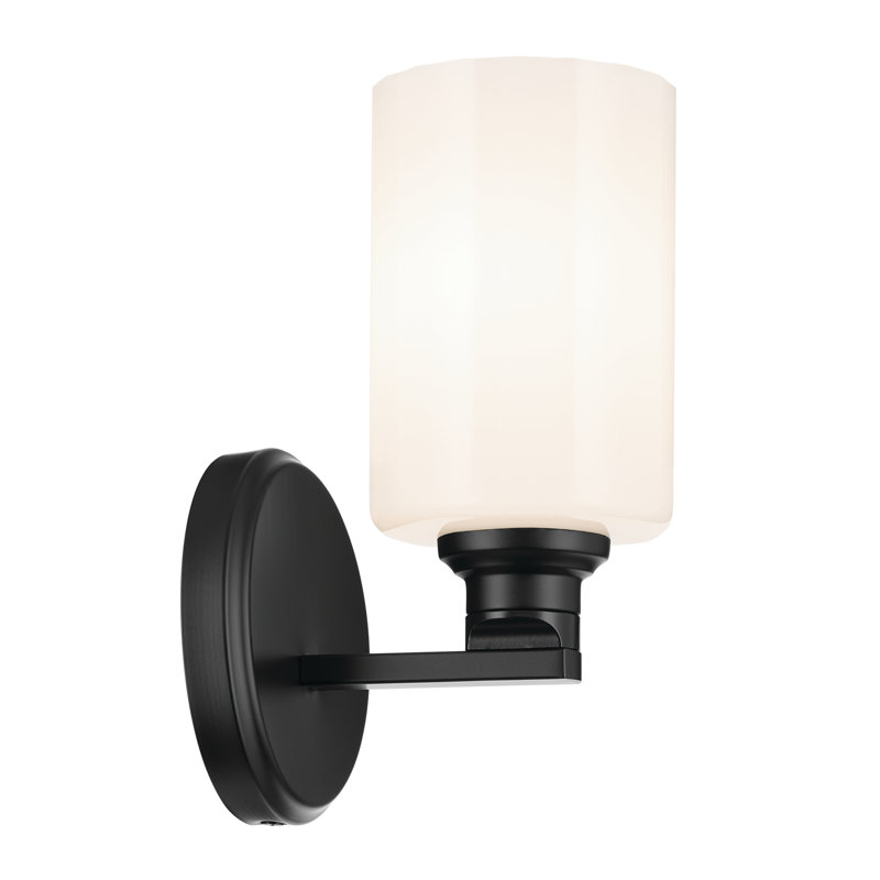 9.5" 1-Light Wall Sconce with Glass, Satin Black, Opal Etched