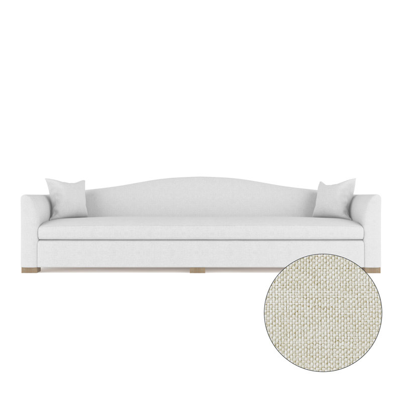 Horatio Camelback Taper Curved-Arm Extra Long Sofa, Box Weave Linen Alabaster, 33" H x 120" W x 36" D, Weathered