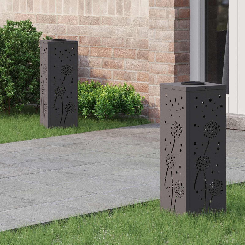 Solar Powered Steel Pathway Light, 50cm H x 18cm W x 18cm D, Black