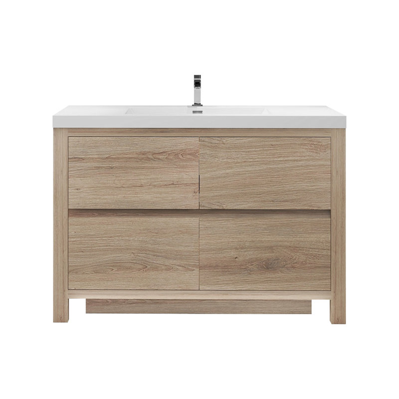 Meuble-lavabo simple 47,25 po avec plateau en acrylique Brandine, Chêne blanc
