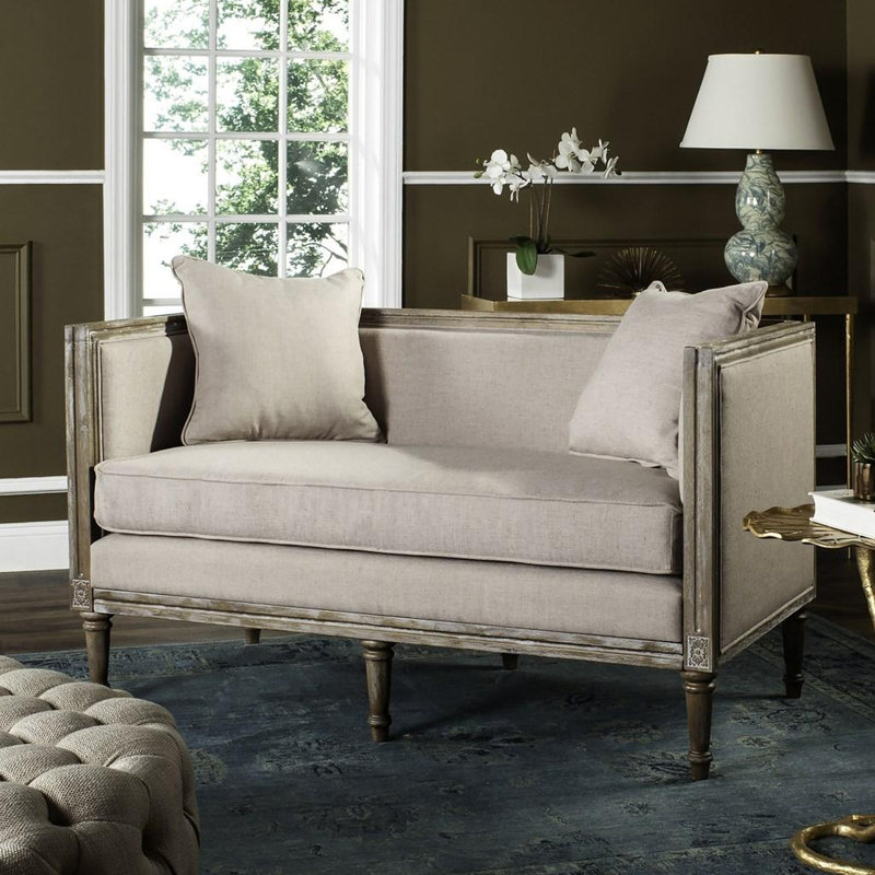 Canapé en lin, Brun, 100% polyester beige