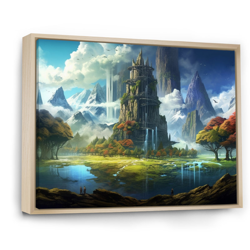 «Fairytale Castle III», reproduction sur toile, H 12 po x l 20 po x P 1 po, Cadre naturel flottant