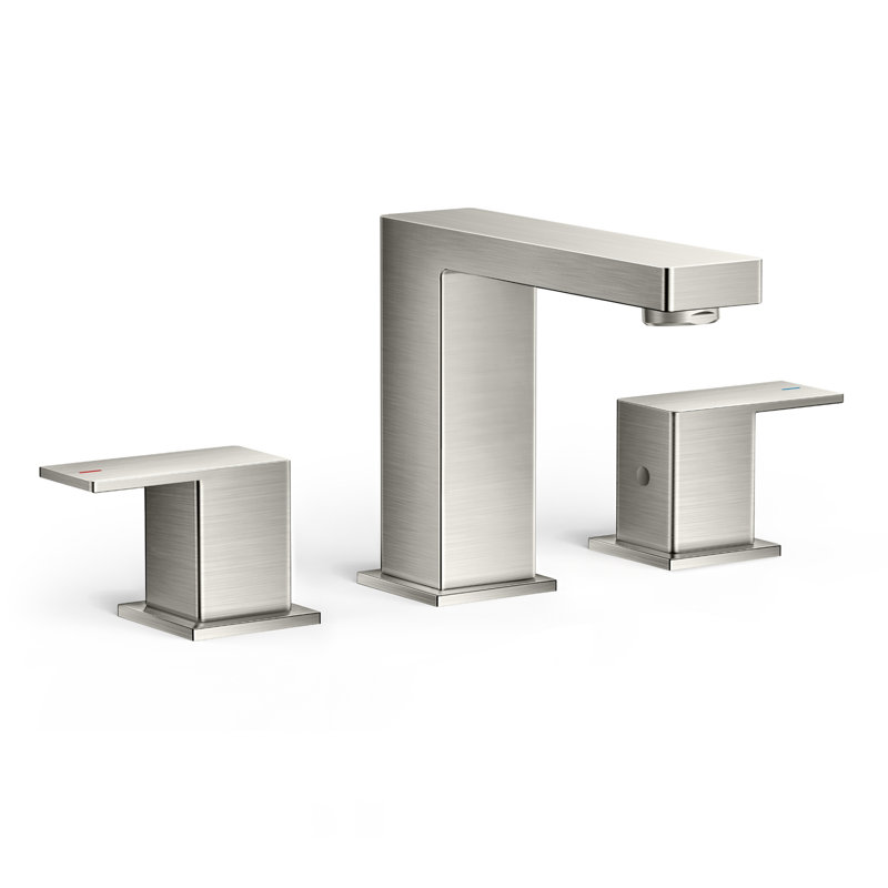 Robinet pour salle de bain à 2 poignées avec drain, Nickel brossé