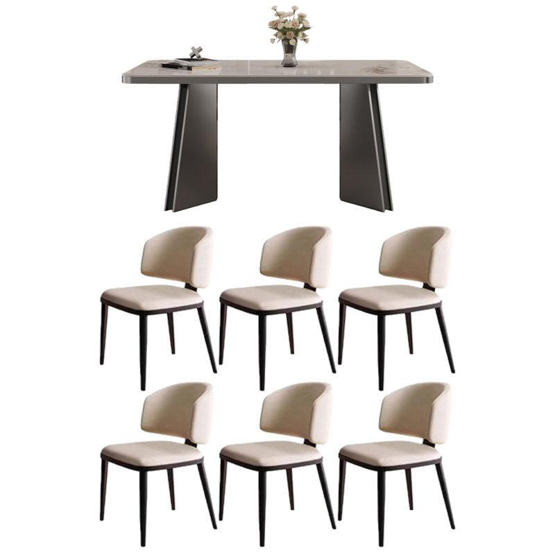 Table de salle à manger rectangulaire en granit, H 29,53 po x L 55,12 po x l 31,5 po, 7