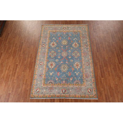 Blue Floral Oushak Oriental Area Rug